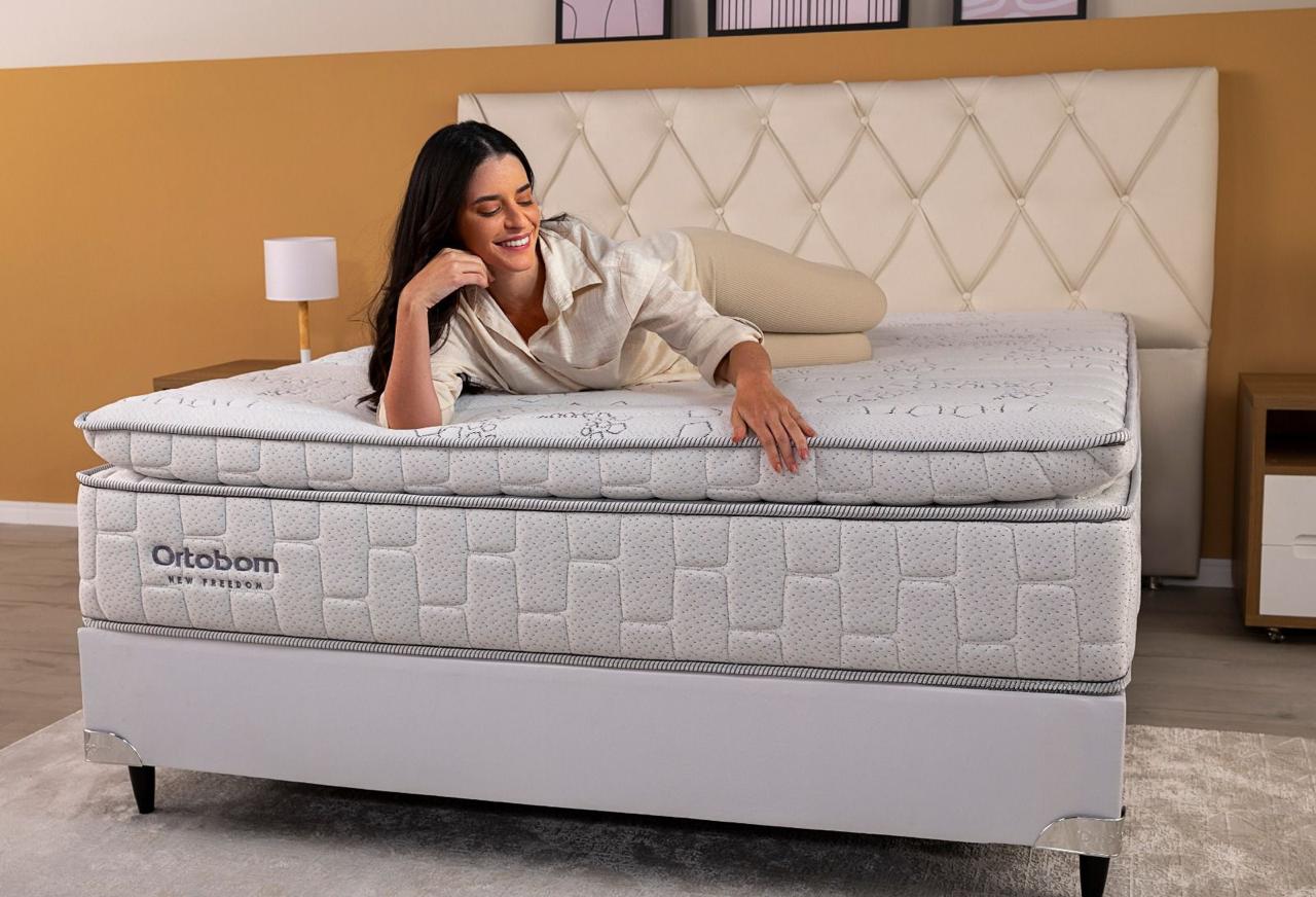 Colchão Ortobom New Freedom | Solteiro, Casal e Queen | Molas Ensacadas e Pillow Top com Espuma Nasa